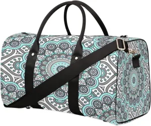 Sacred Mandala Travel Duffle Bag Waterproof Foldable Weekender Bags for Women and Men Durable Carry on Overnight Bag with Shoulder Strap Lightweight Sports Gym Tote Bag