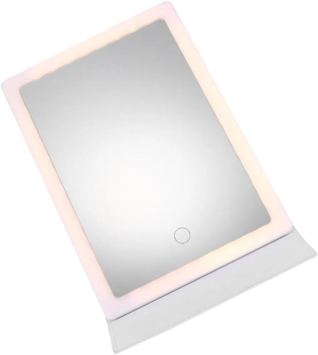 SAFIGLE Foldable Led Makeup Mirror Natural Daylight Pu Desktop Women's Mirror Led Cosmetic