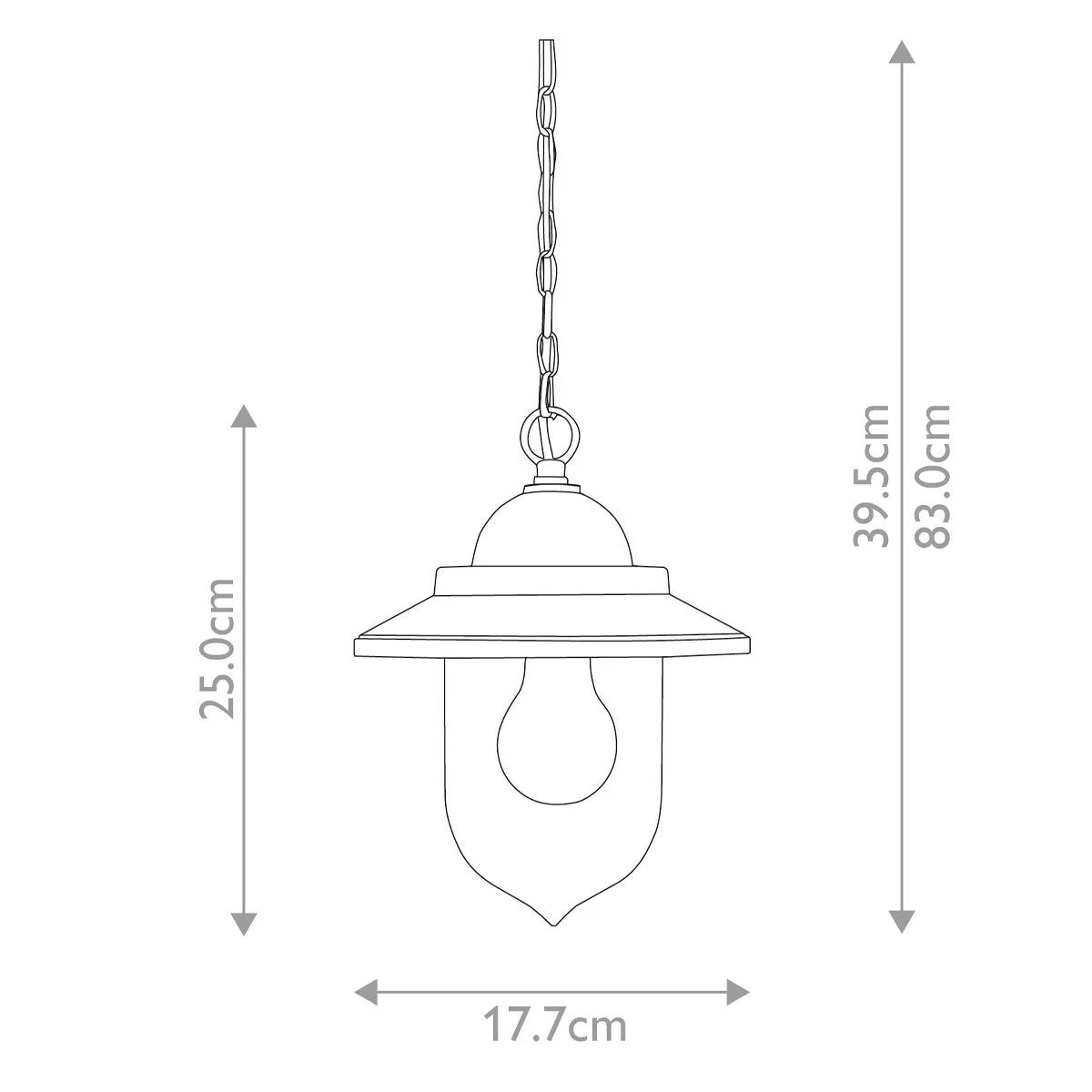 Sandown 1 Light Chain Lantern | Black