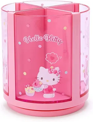 Sanrio 213110 Pink Plastic Hello Kitty Kitty Pen Stand 360 Degree Rotating Pen Stand Pen Holder Cosmetic Makeup Brush Tulle Pet Character