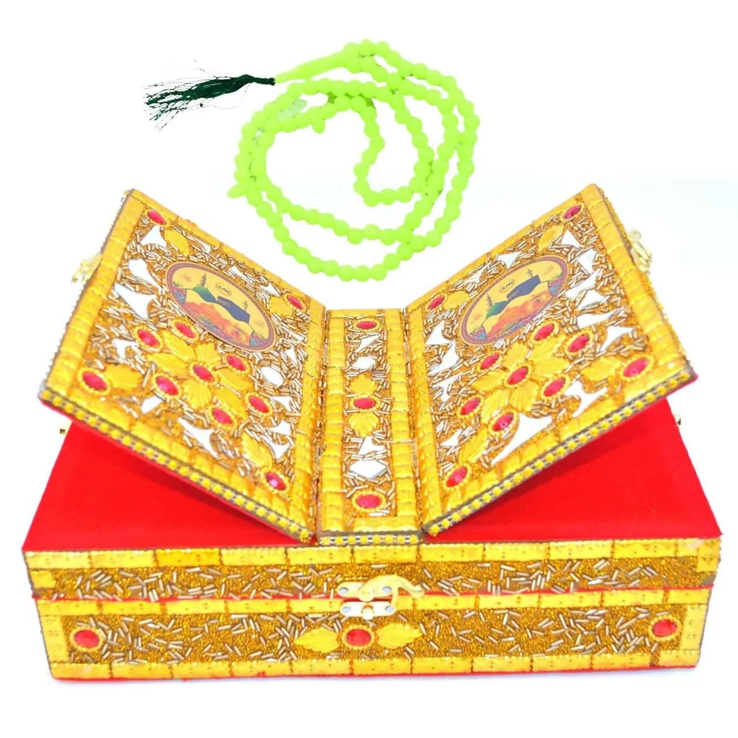 Santarms Handmade Quran Box with Tasbih (Foldable Wooden Rehal)