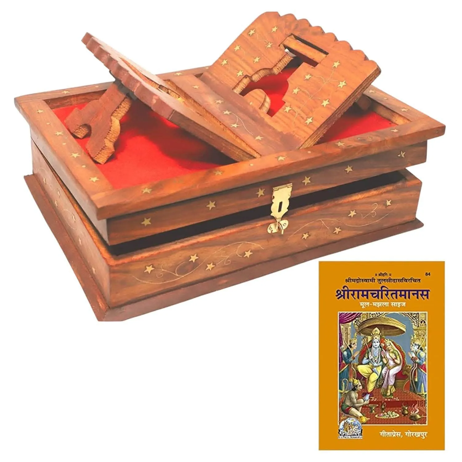 Santarms Handmade Wooden Geeta Stand for Reading (Natural Rosewood)
