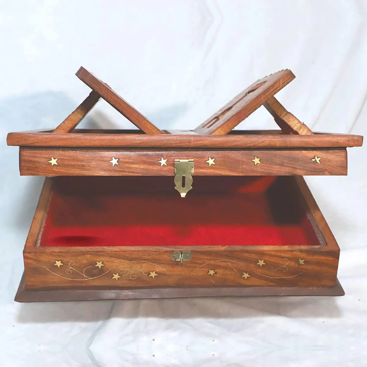 Santarms Handmade Wooden Geeta Stand for Reading (Natural Rosewood)