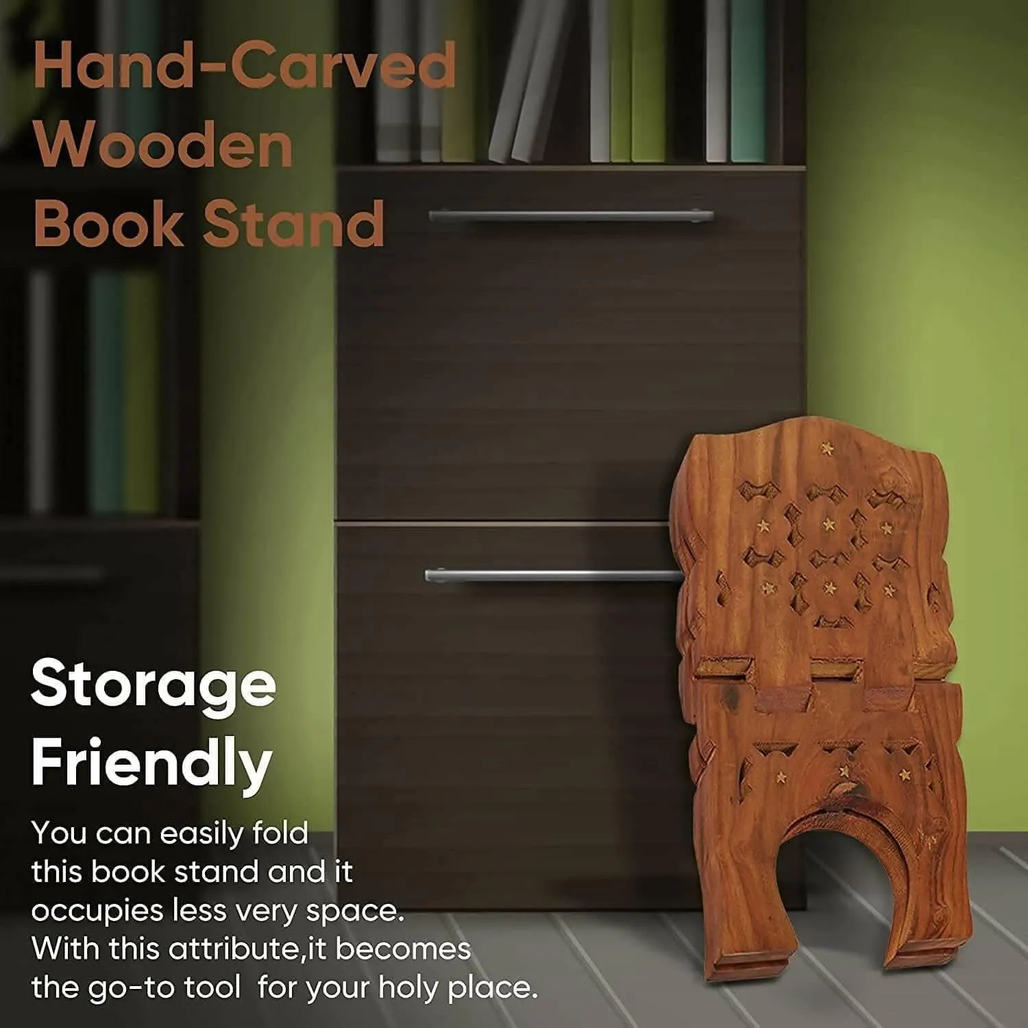 Santarms Wooden Foldable Book Stand Rehal for Reading (10 inches)
