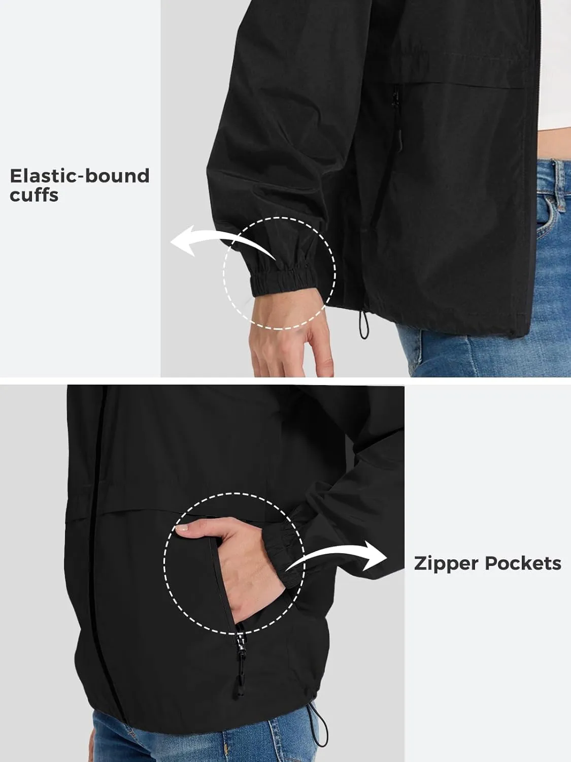 SaphiRose Lightweight Rain Jacket Women Waterproof Breathable Raincoat Packable Hooded Windbreaker
