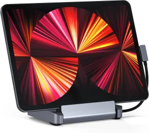 Satechi USB C Hub - iPad Pro USBC Hub - Aluminum Stand & Hubs – 6-in-1 iPad Dock Foldable Stand – iPads Docking Station for M2, M1 iPad Pro/Air/Mini 6 Gen