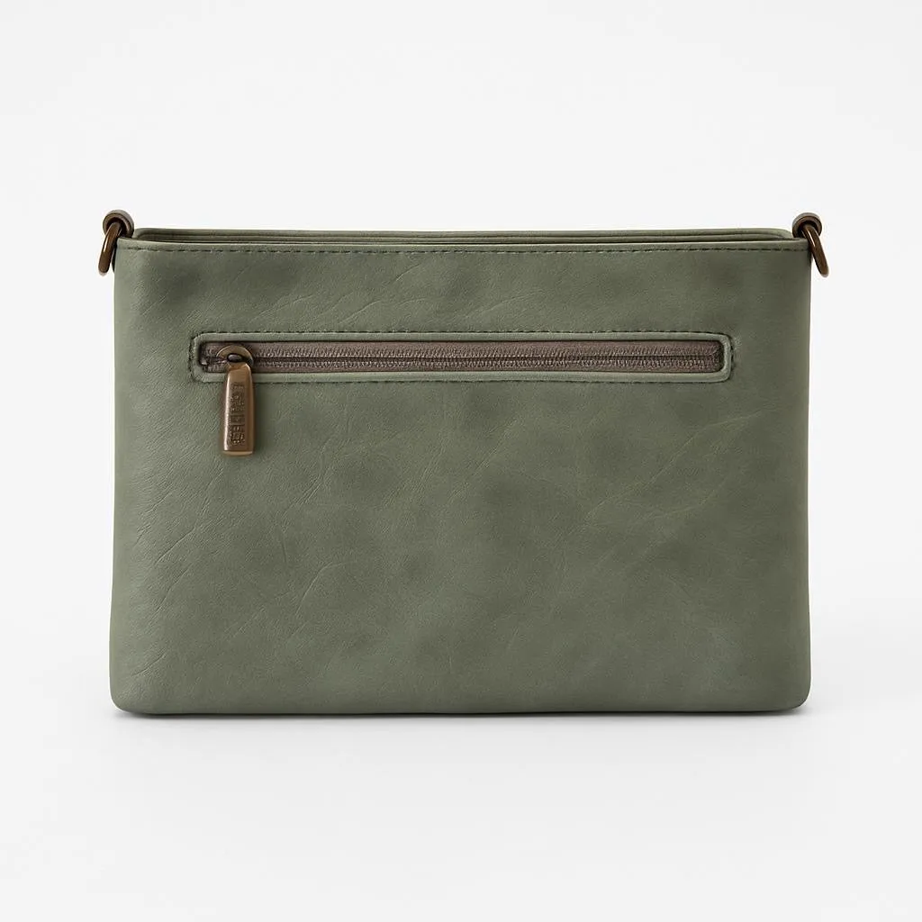 Sauge green clutch with strap