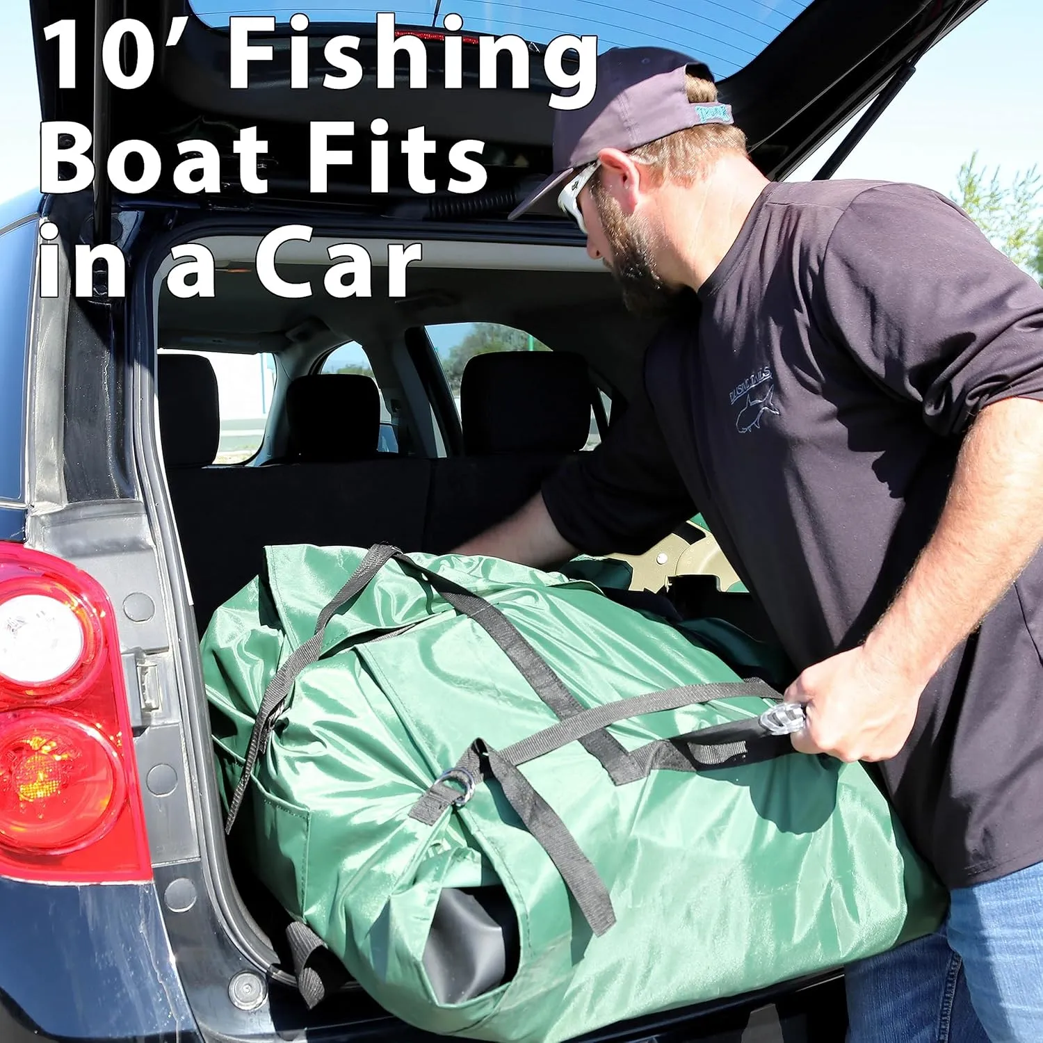 Sea Eagle StealthStalker STS10 Frameless Inflatable 10'1" Green Fishing Boat for 1-2 People, Lightweight, Transportable, Stowable- for Rivers, Lakes, Bays