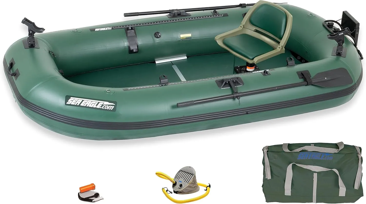 Sea Eagle StealthStalker STS10 Frameless Inflatable 10'1" Green Fishing Boat for 1-2 People, Lightweight, Transportable, Stowable- for Rivers, Lakes, Bays