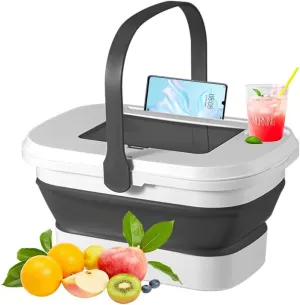 Seezengreen16L Collapsible Picnic Basket with Handles & Lid as Stand Up Table - Foldable, Lightweight, Water-Proof & Leak-Proof - 3-in-1 Bucket for Picnics, Camping, Travelling and Road Trips