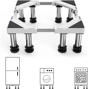 SEISSO Mini Fridge Stand Height 7"-8.6". Upgraded 8 Heavy Duty Feet Adjustable Universal Washing Machine Stand, Max Load 992LB. Refrigerator Stand, Washer and Dryer Stand for Home.