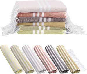 Set of 12 Turkish Beach Towels Bulk 100% Cotton Prewashed Quick Dry Travel Beach Towels for Vacation Essential Pool Sport Camping Swimming 30 x 60 Inch(Orange, Yellow)