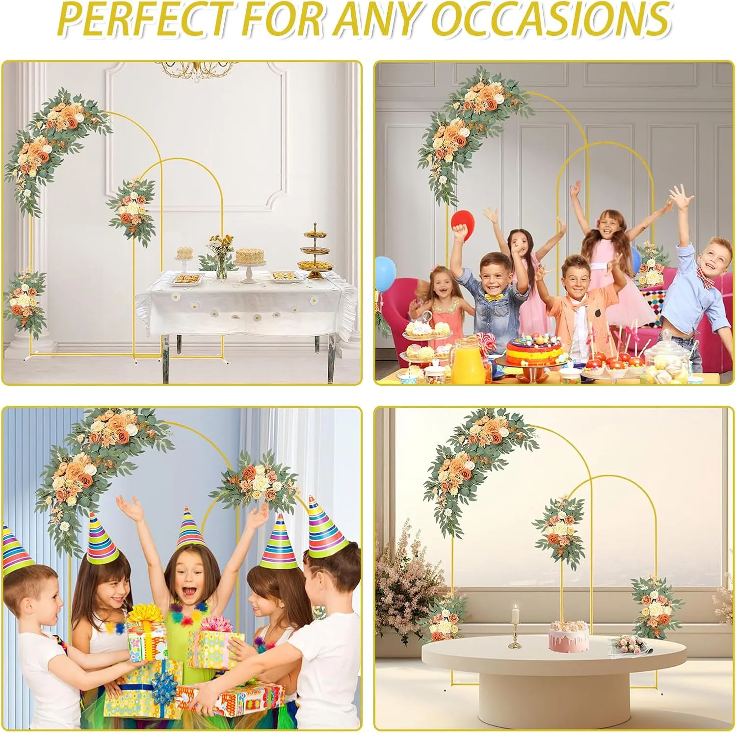 Set of 2 Metal Arch Backdrop Stand, 6Ft & 7.2Ft Wedding Arch/Balloon Arch Stand for Wedding Birthday Baby Shower Graduation Holiday Ceremony Decorations