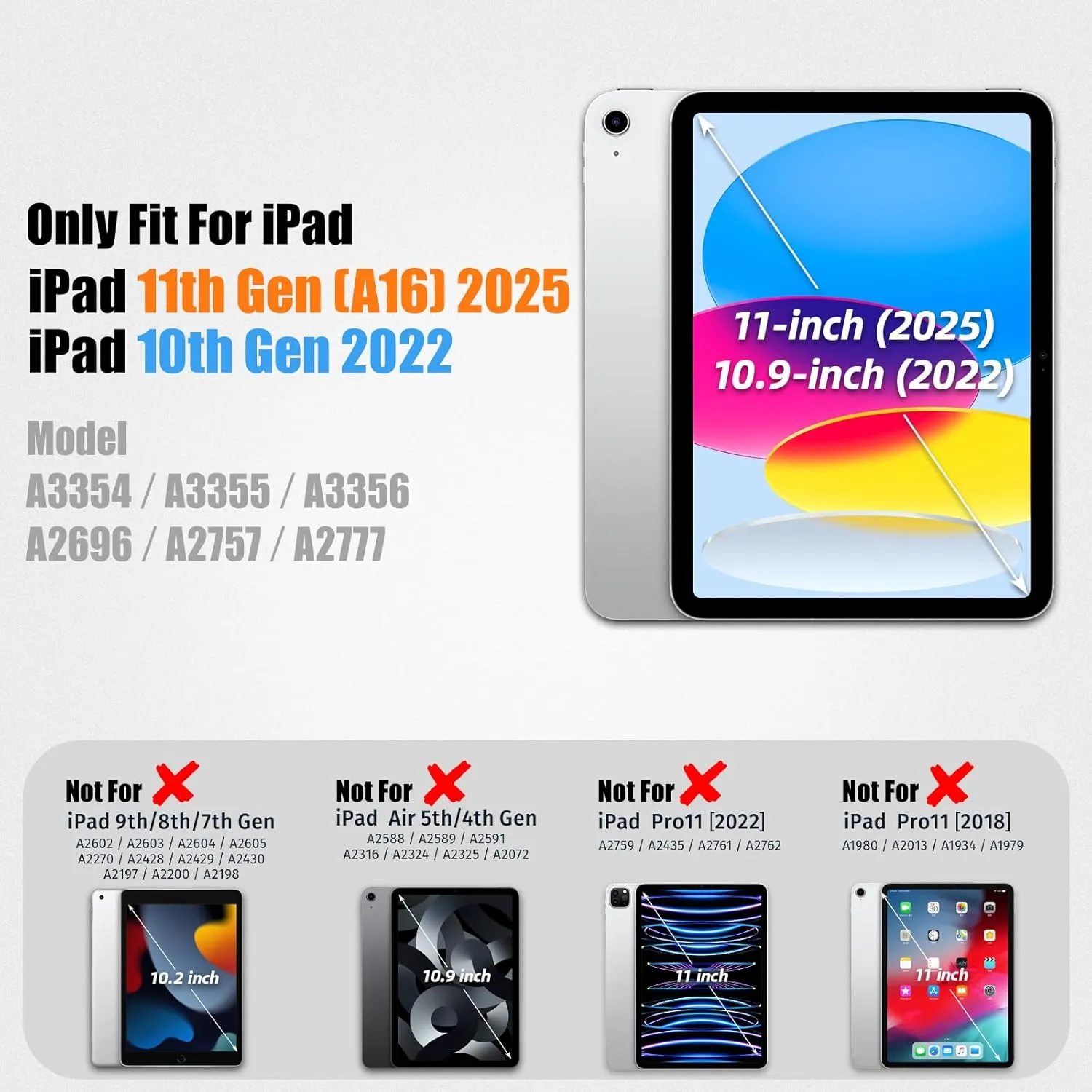 SEYMAC stock Case for iPad (A16) 11th/10th Generation 11''/10.9'' 2025/2022, Full-Body Drop Protection Case with Screen Protector &360° Rotate Hand Strap/Stand, Blue Black