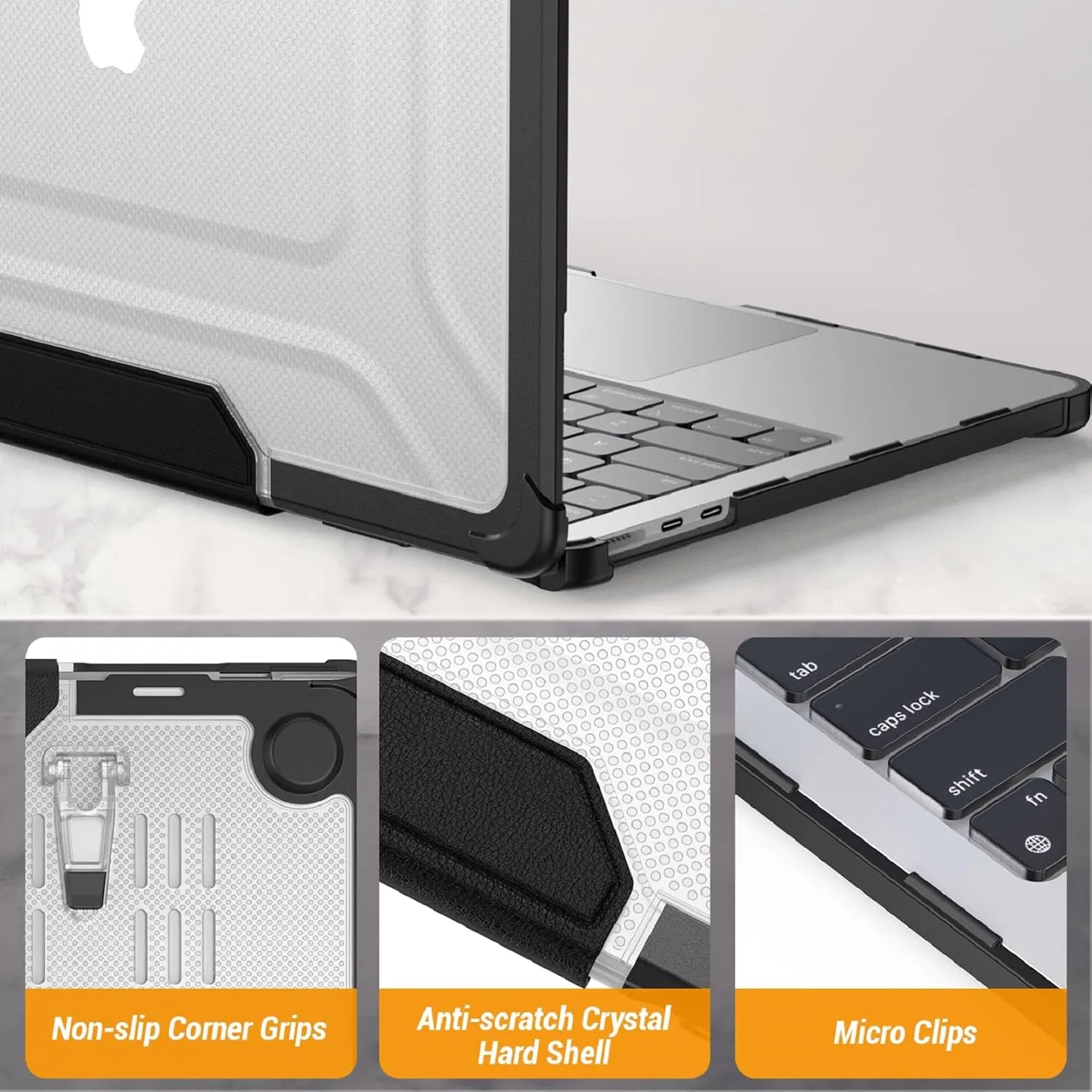 SEYMAC stock Case for MacBook Pro 16 inch 2024-2021 A3403 A3186 A2991 A2780 A2485, Shock-Absorbing Protection with Folding Stand &Mouse Pad/Bag Case for MacBook Pro 16'' M4/M3/M2/M1 (HardBlack)