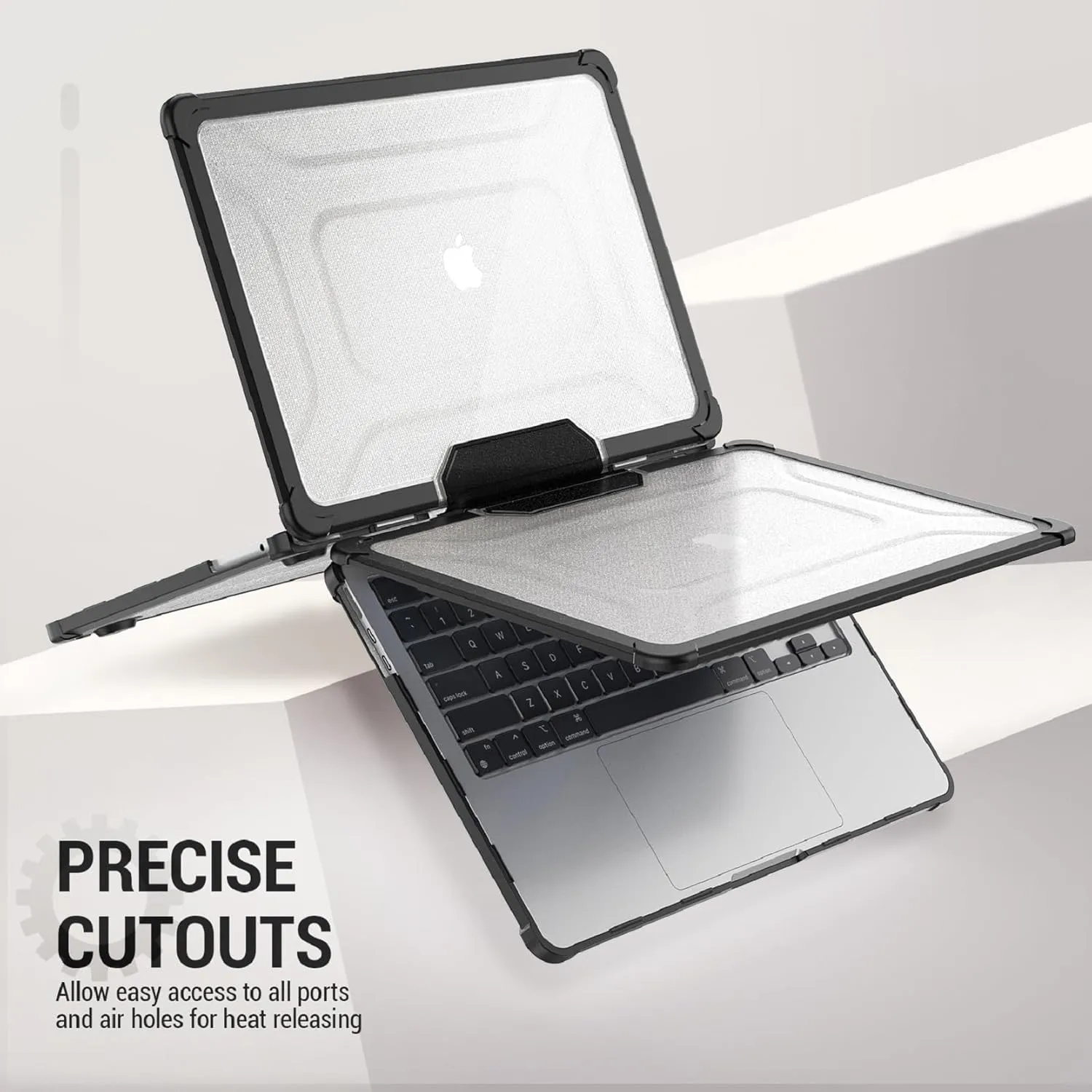 SEYMAC stock Case for MacBook Pro 16 inch 2024-2021 A3403 A3186 A2991 A2780 A2485, Shock-Absorbing Protection with Folding Stand &Mouse Pad/Bag Case for MacBook Pro 16'' M4/M3/M2/M1 (HardBlack)
