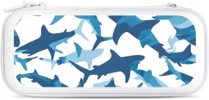Shark Whale Camouflage Hard Shell Travel Case with Rope 15 Game Card Pockets Compatible with Switch Protective