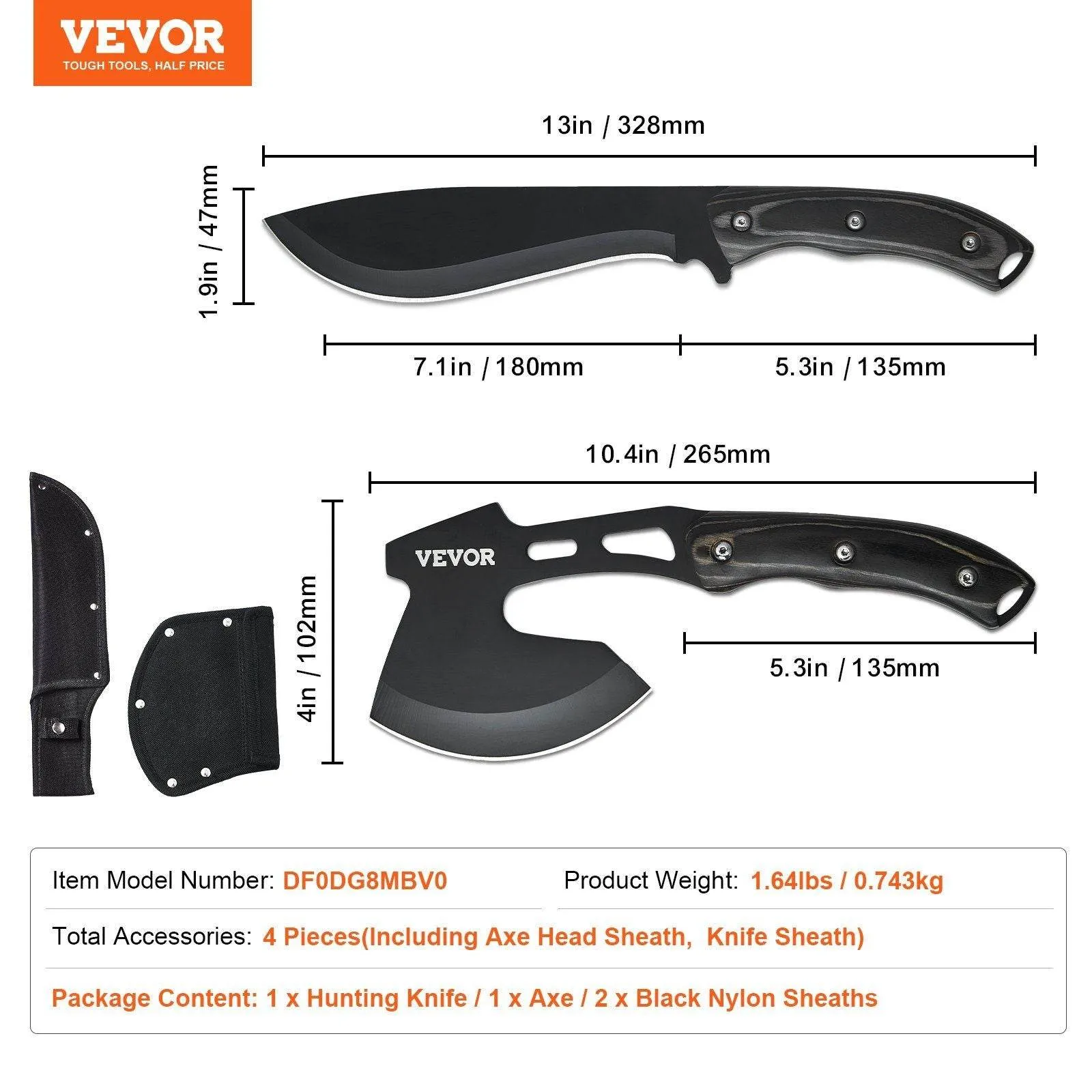 Sheath Camping and Knife Knife Set Axe Combo Savings-packed Hatchet Hunting Fixed Blade Limited-stock