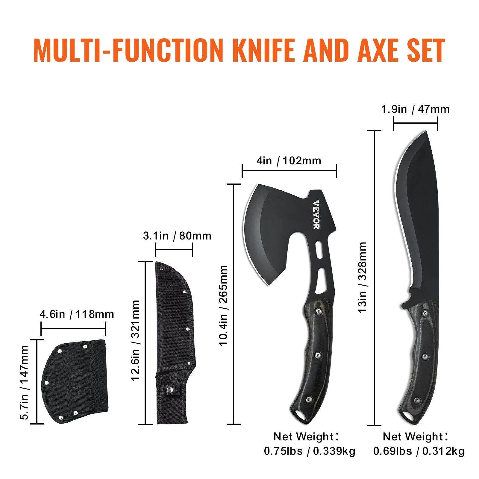 Sheath Camping and Knife Knife Set Axe Combo Savings-packed Hatchet Hunting Fixed Blade Limited-stock
