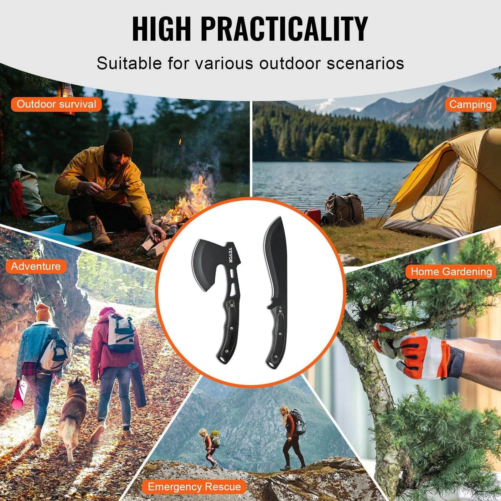Sheath Camping and Knife Knife Set Axe Combo Savings-packed Hatchet Hunting Fixed Blade Limited-stock