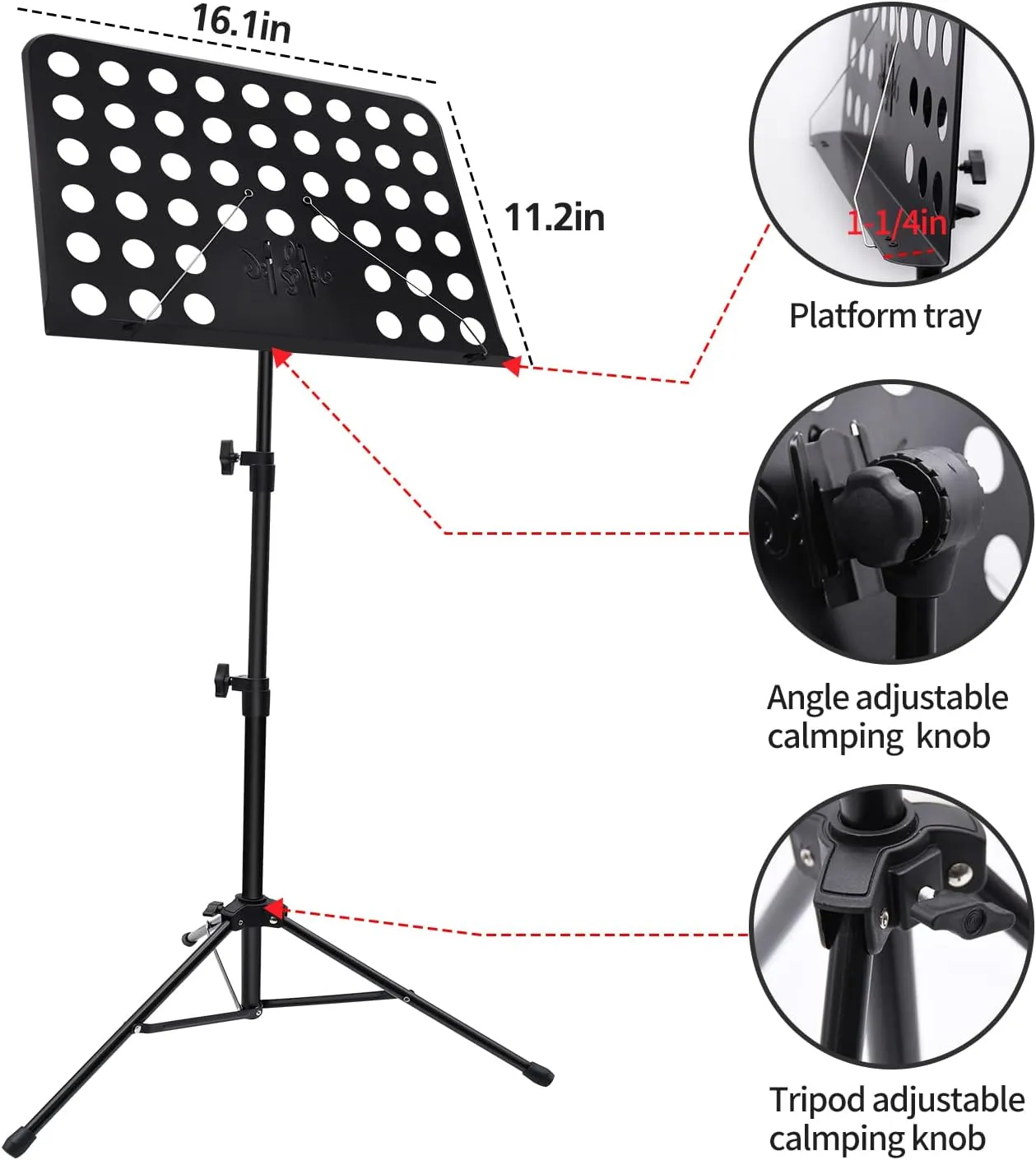 Sheet Music Stand, 2 Pack Adjustable Music Stand with Carrying Bag, Professional Music Book Holder Music Sheet Clip Holder for Guitar, Ukulele, Violin Players(Standard Version, 2 Pack)