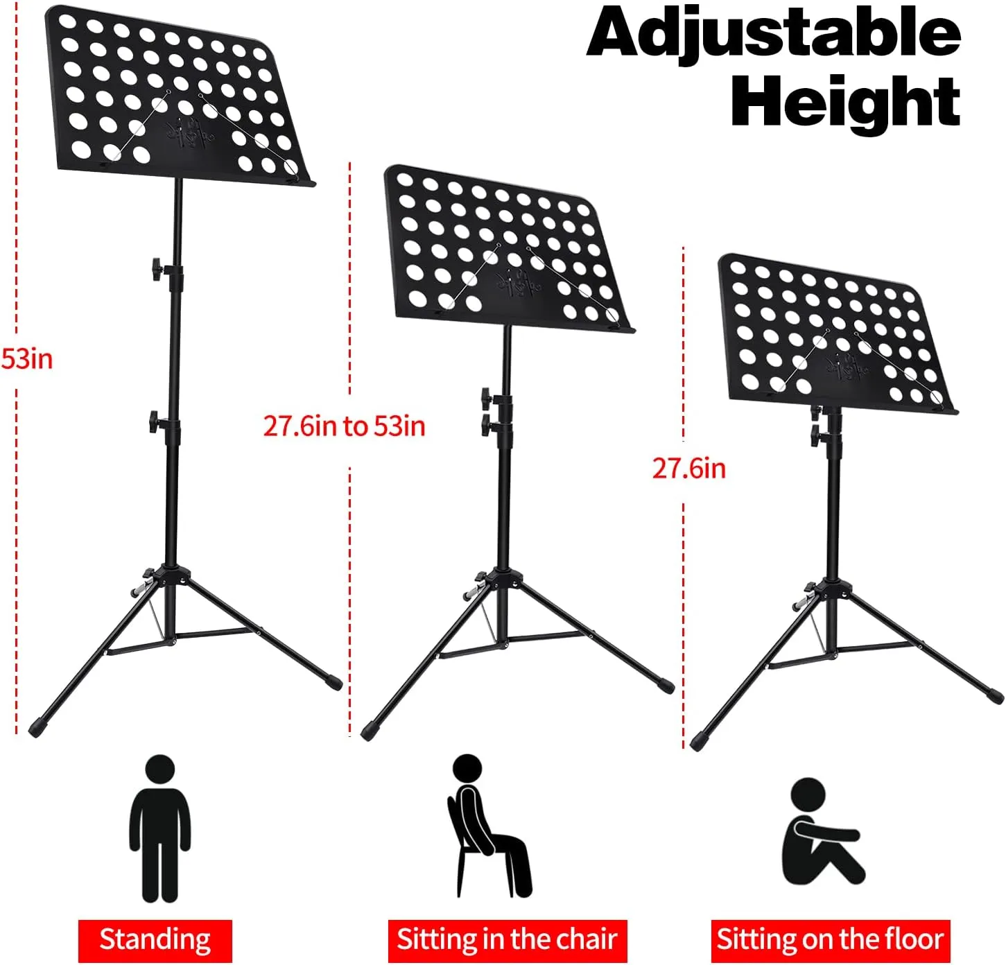Sheet Music Stand, 2 Pack Adjustable Music Stand with Carrying Bag, Professional Music Book Holder Music Sheet Clip Holder for Guitar, Ukulele, Violin Players(Standard Version, 2 Pack)