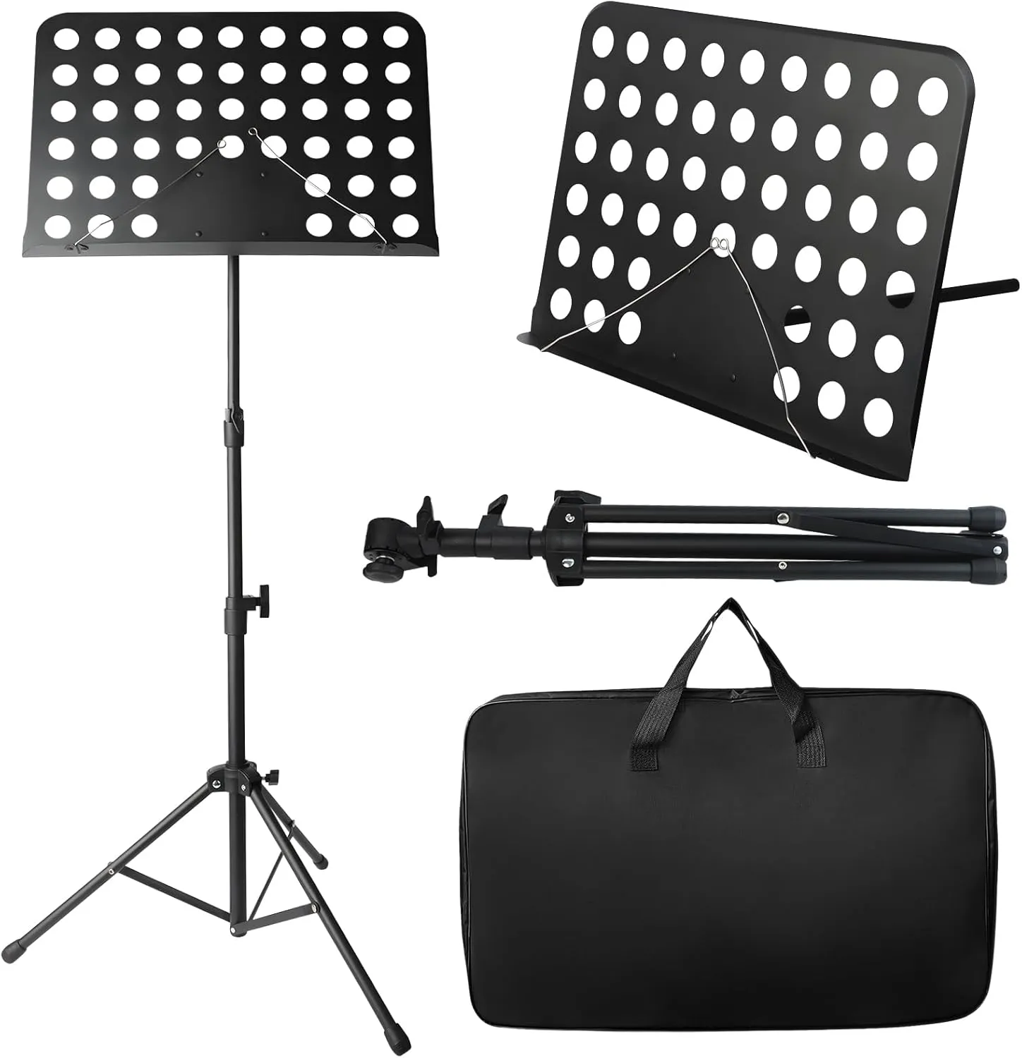 Sheet Music Stand, Portable Music Stand-Metal Professional, Adjustable Music Stand with Carrying Bag, Folding Music Stand, High Stability, Fit for Travel, Band, Instrumental Performance