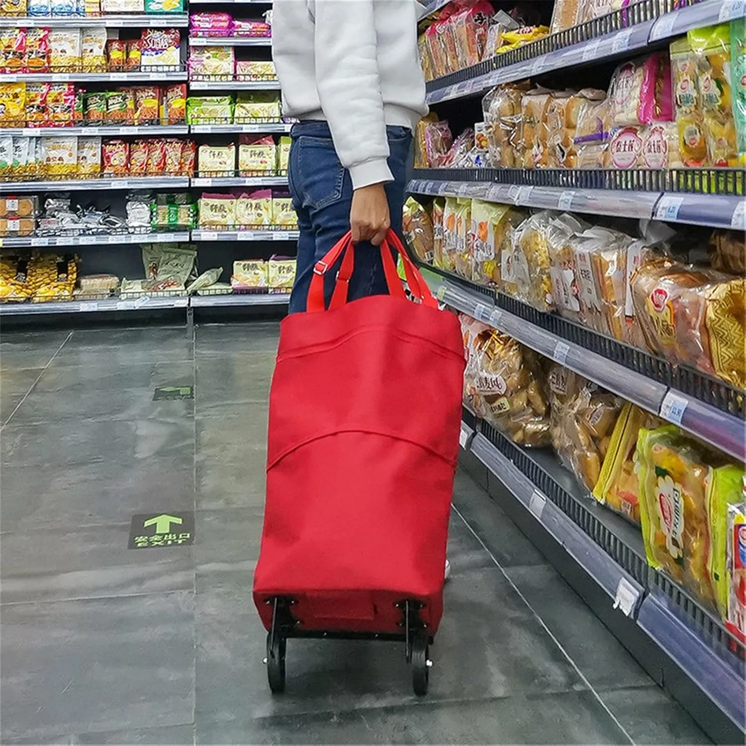 Shopping Cart Wheeled Foldable Shopping Bag Cart Double Rolling Wheels Loading Utility Shopping Laundry Grocery Luggage Folding Hand Truck (Color : Q 1)
