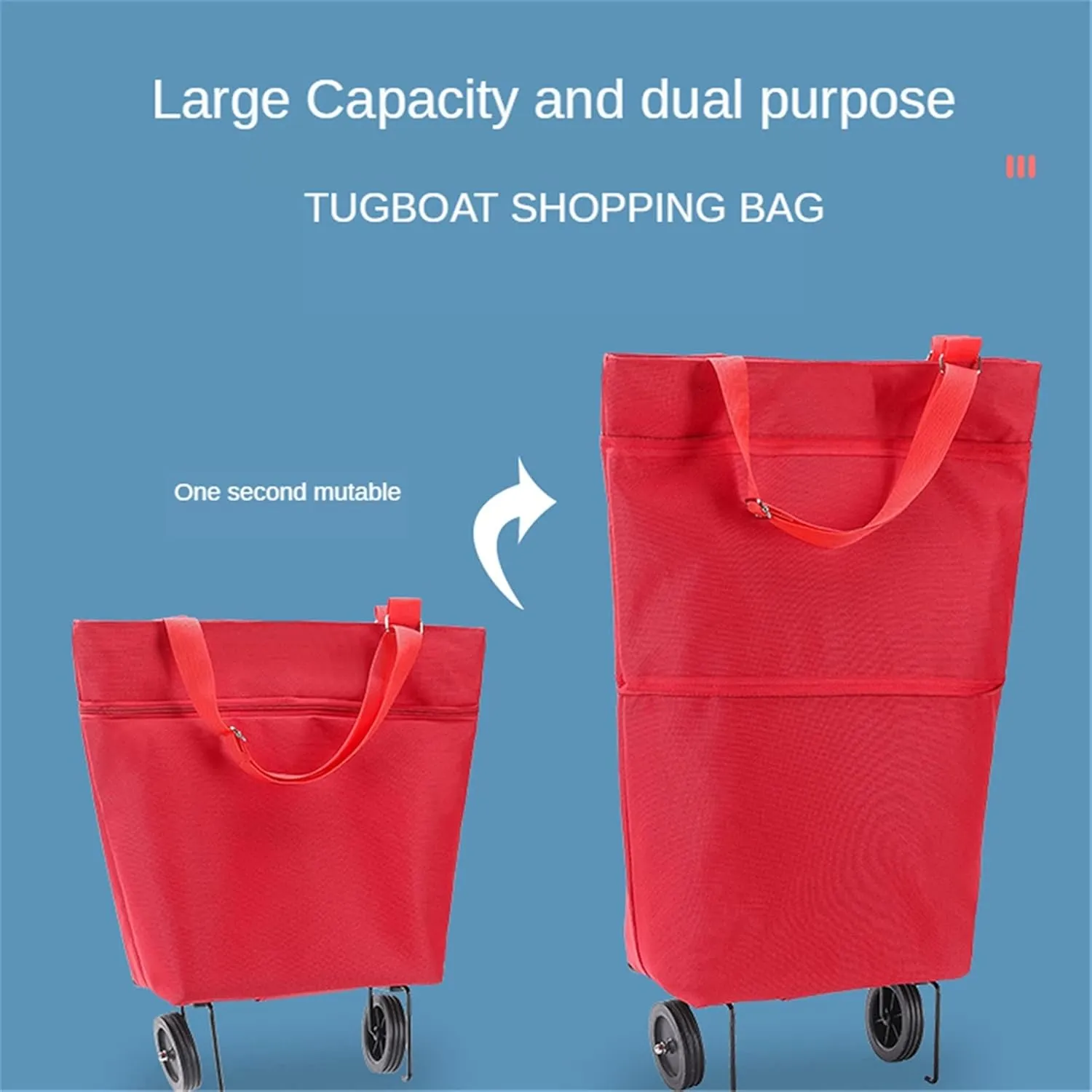 Shopping Cart Wheeled Foldable Shopping Bag Cart Double Rolling Wheels Loading Utility Shopping Laundry Grocery Luggage Folding Hand Truck (Color : Q 5)