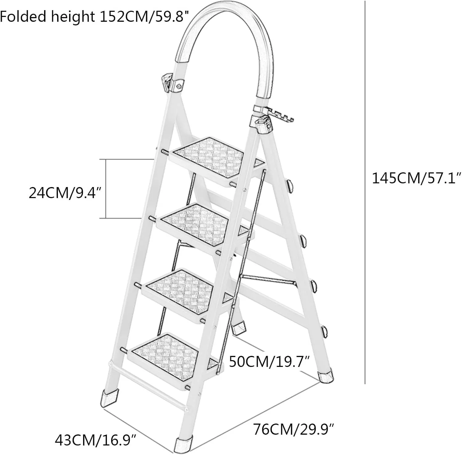 SHU Household can Bear 150kg Climbing Ladder Multi-Functional Flower Stand Folding Thickness 6 cm Portable 4-Step Ladder (Color : Red)
