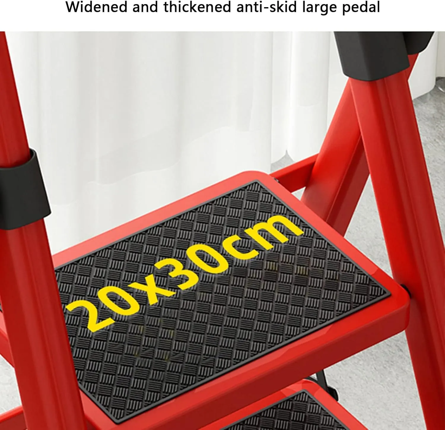 SHU Household can Bear 150kg Climbing Ladder Multi-Functional Flower Stand Folding Thickness 6 cm Portable 4-Step Ladder (Color : Red)