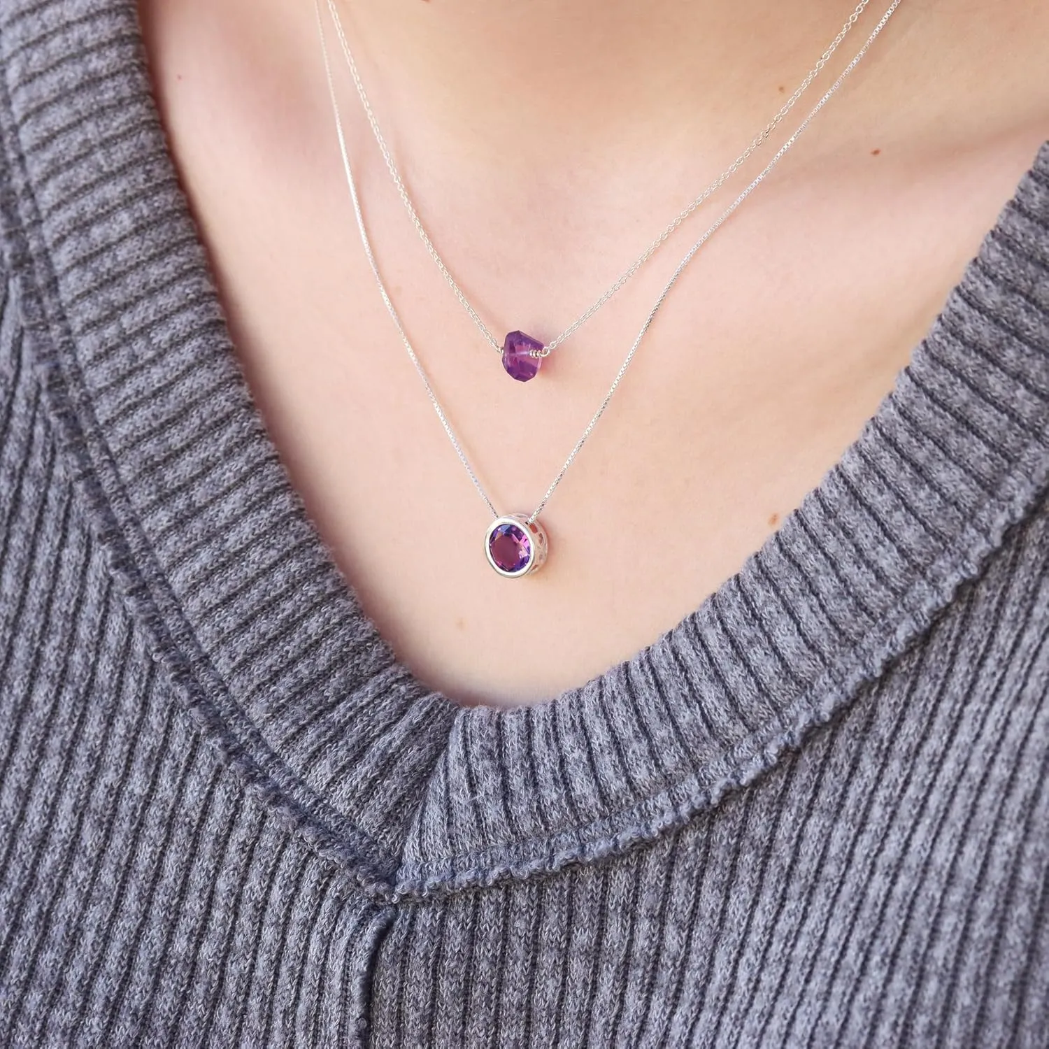 Silver Pink Sapphire Necklace, Slider Solitaire Gemstone Pendant with 18" Box Chain; Pink Sapphire Birthstone Pendant Gemstone for women by Lotus Stone Design (18, pink sapphire)