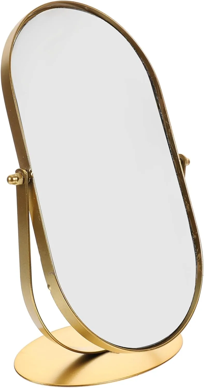 Single Sided Vanity Mirror Metal Makeup Mirror Stand Decorative Round Mirror