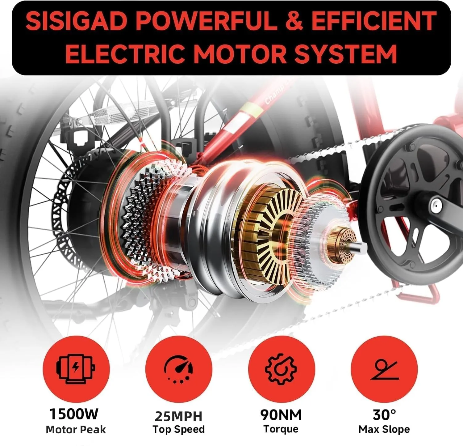 SISIGAD 1500W Peak Electric Bike for Adults,48V/10.4AH Removable Battery Folding Ebike Max Range 60Miles & 25MPH Fast Electric Bicycle 20"x 4"Fat Tire E-Bike for Adults Commute Mountain E-Bike