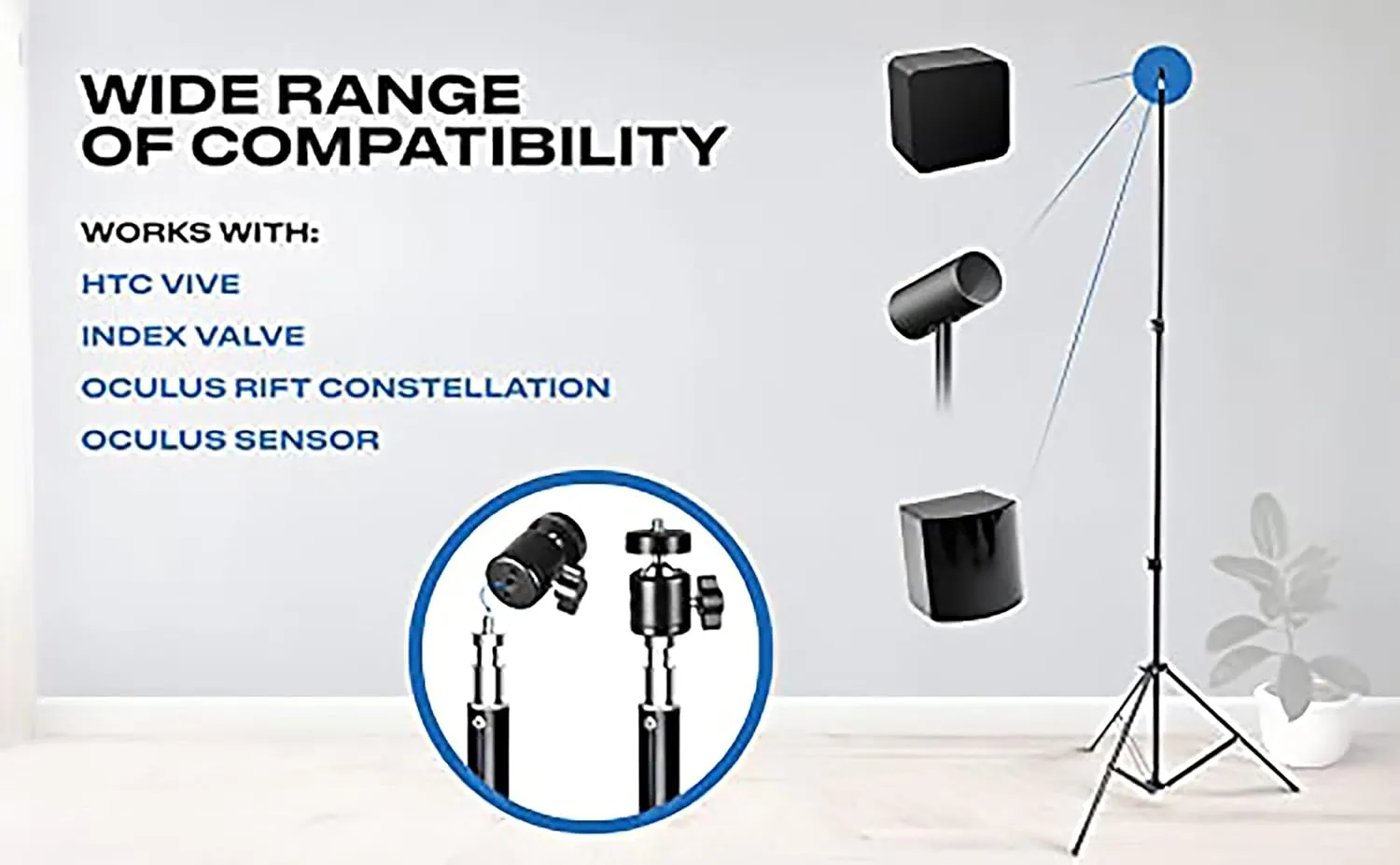 Skywin VR Tripod Stand, HTC Vive Base Station Compatible Sensor Stand and Base Station Mount for Vive Sensors or Oculus Rift Constellation (4 Stands)