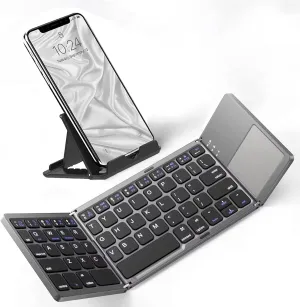 Slim Foldable Wireless Keyboard Compatible with Huawei nova 12 Lite with TOUCHPAD Mouse Fully Universal Providing 48H Use, 560 Days Standby, Portable, Compact, Tri-Fold, Rechargeable!