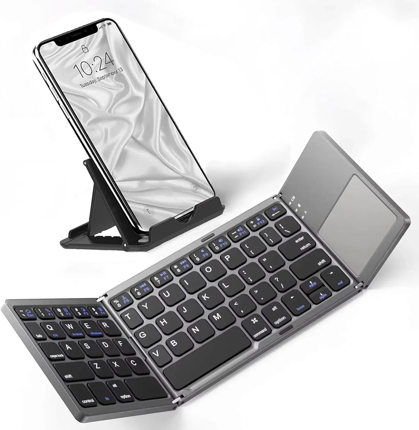 Slim Foldable Wireless Keyboard Compatible with Huawei nova 12 Lite with TOUCHPAD Mouse Fully Universal Providing 48H Use, 560 Days Standby, Portable, Compact, Tri-Fold, Rechargeable!