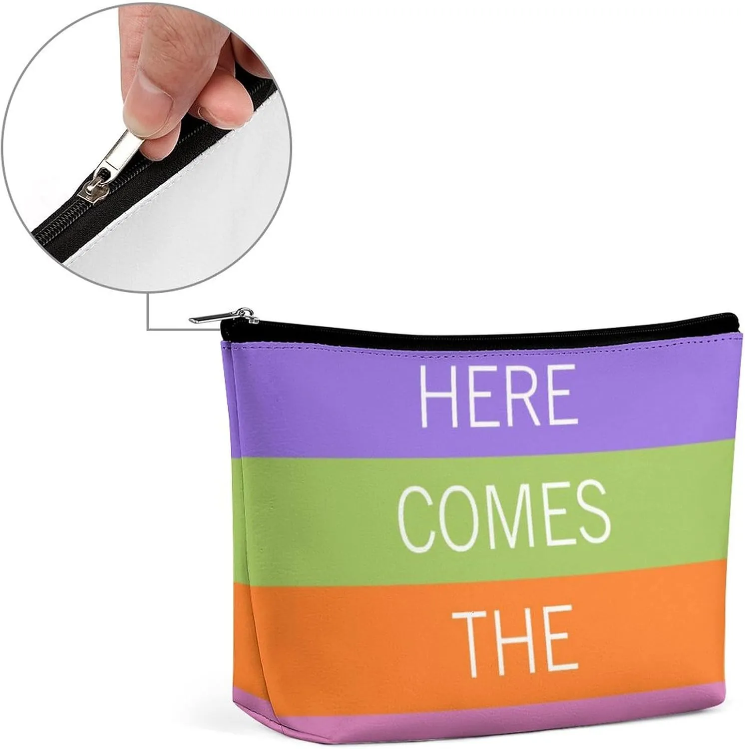 Small Cosmetic Bag, Blue Purple Bright Sunny Summer Stripes Pattern Makeup Bags Elegant Roomy Pouch for Women,Travel Toiletry Accessories Organizer
