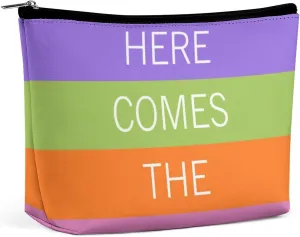 Small Cosmetic Bag, Blue Purple Bright Sunny Summer Stripes Pattern Makeup Bags Elegant Roomy Pouch for Women,Travel Toiletry Accessories Organizer