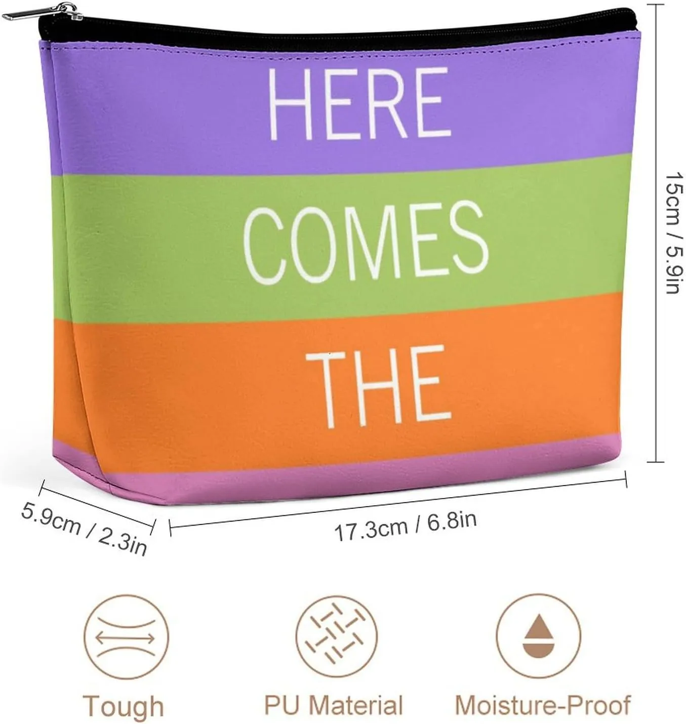 Small Cosmetic Bag, Blue Purple Bright Sunny Summer Stripes Pattern Makeup Bags Elegant Roomy Pouch for Women,Travel Toiletry Accessories Organizer
