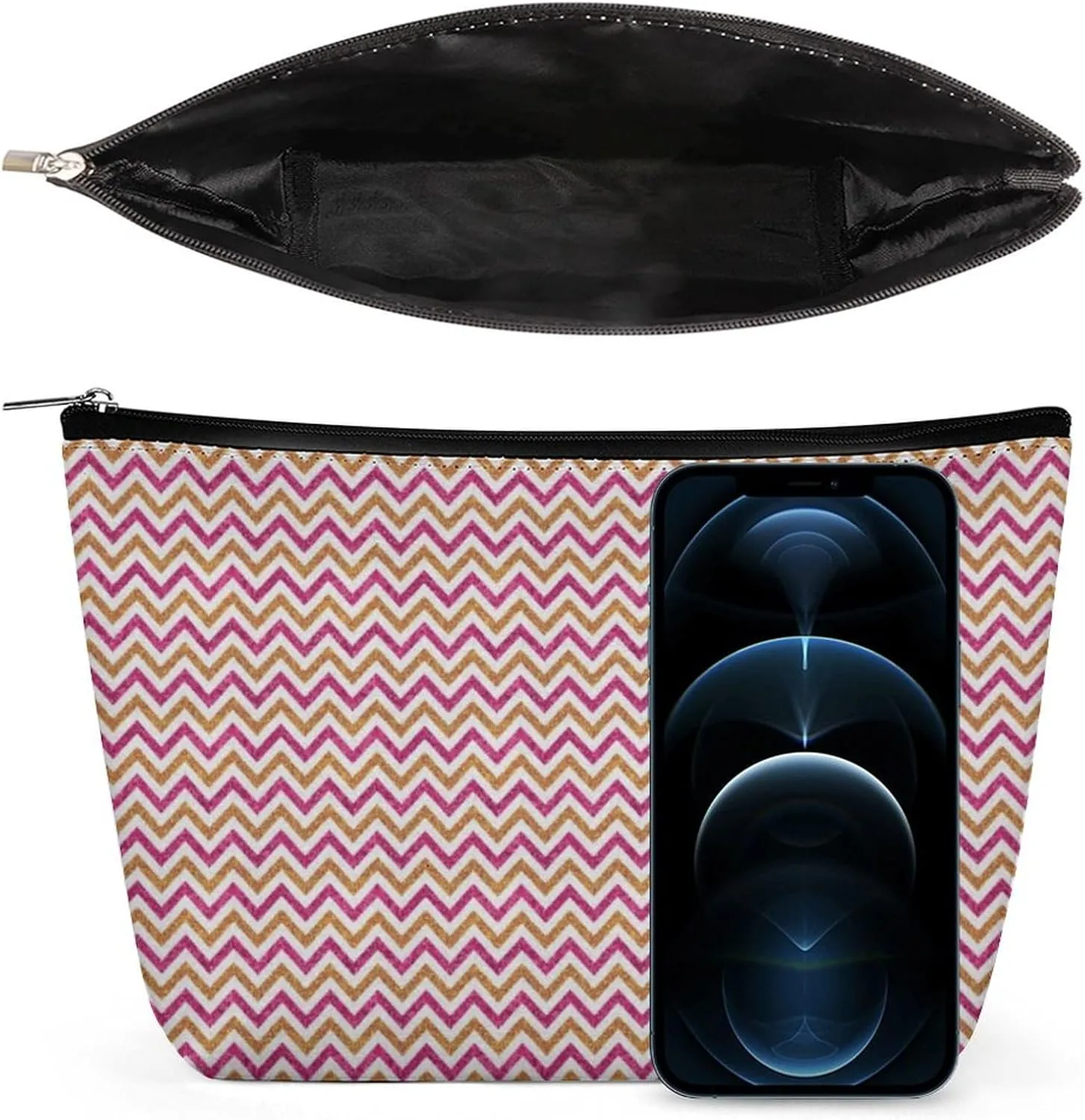 Small Cosmetic Bag, Glitter Wave Makeup Bags Elegant Roomy Pouch for Women,Travel Toiletry Accessories Organizer
