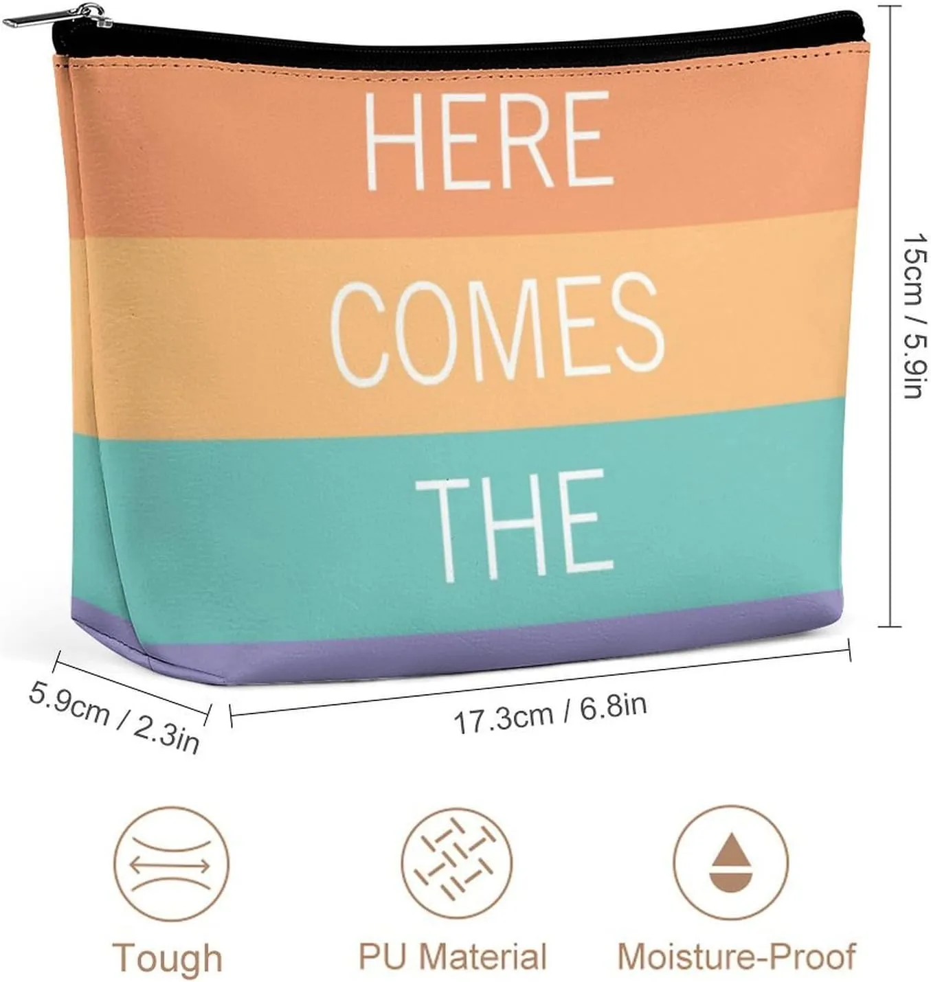 Small Cosmetic Bag, Pink Teal Bright Sunny Summer Stripes Pattern Makeup Bags Elegant Roomy Pouch for Women,Travel Toiletry Accessories Organizer