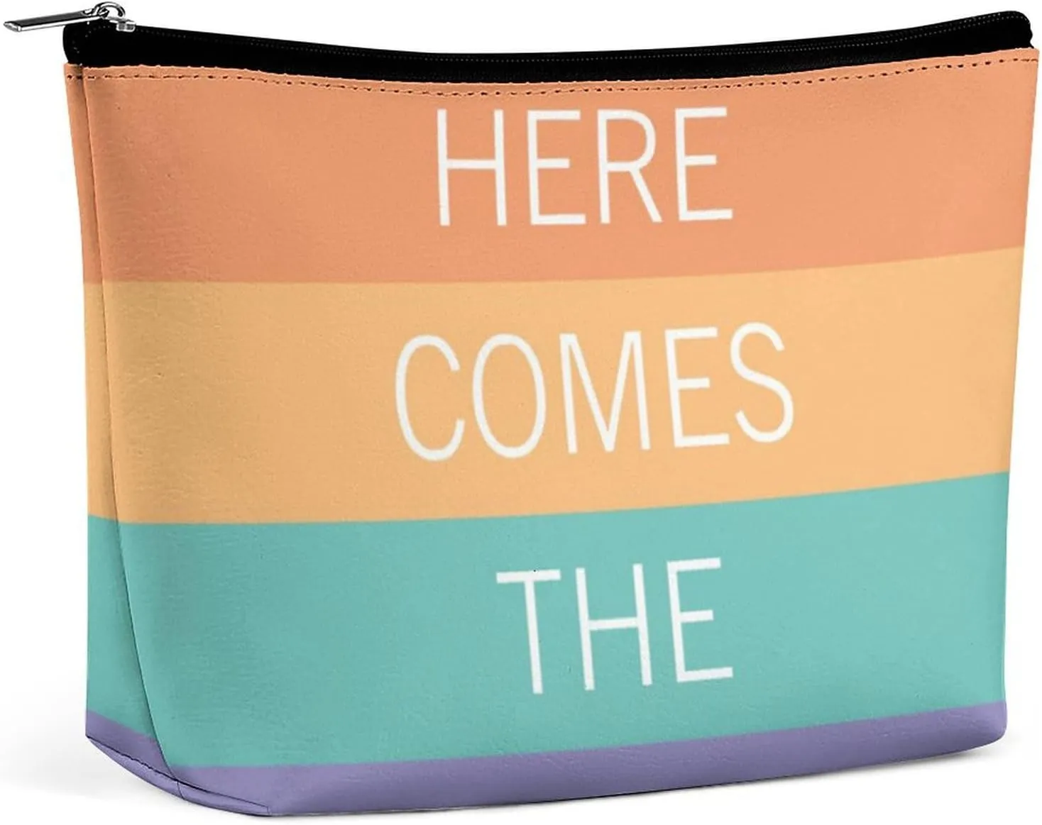 Small Cosmetic Bag, Pink Teal Bright Sunny Summer Stripes Pattern Makeup Bags Elegant Roomy Pouch for Women,Travel Toiletry Accessories Organizer