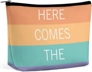 Small Cosmetic Bag, Pink Teal Bright Sunny Summer Stripes Pattern Makeup Bags Elegant Roomy Pouch for Women,Travel Toiletry Accessories Organizer