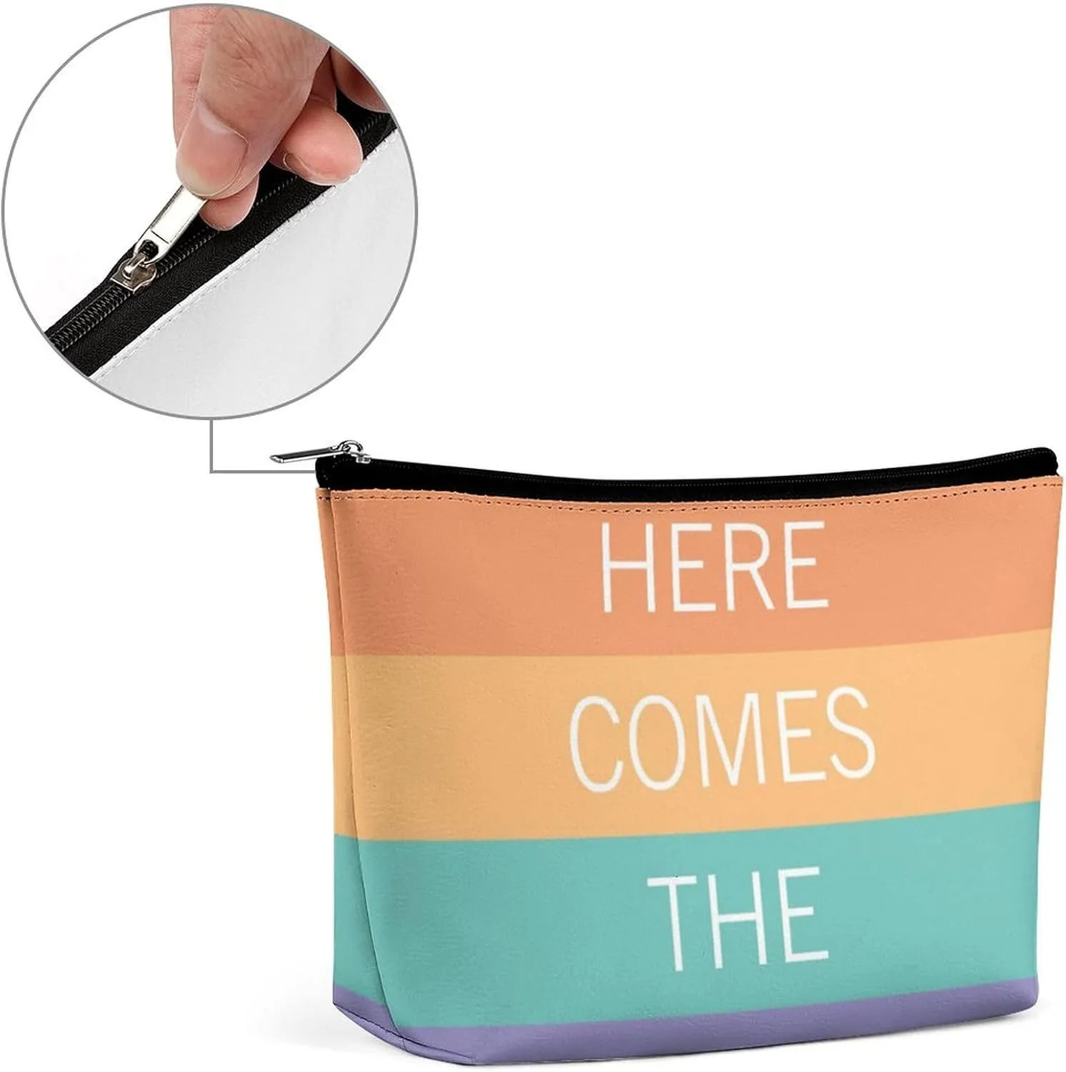 Small Cosmetic Bag, Pink Teal Bright Sunny Summer Stripes Pattern Makeup Bags Elegant Roomy Pouch for Women,Travel Toiletry Accessories Organizer