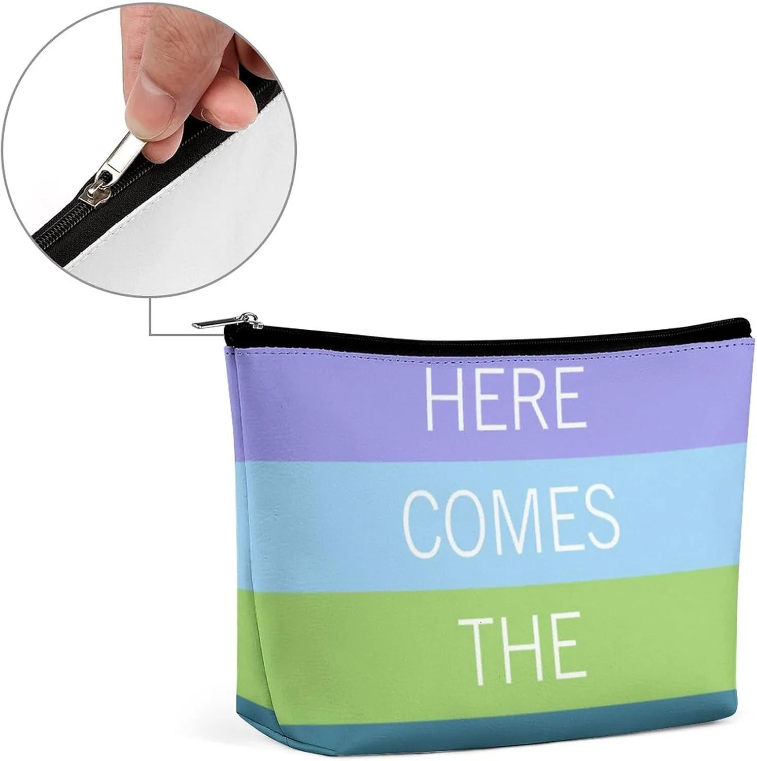 Small Cosmetic Bag, Teal Green Bright Sunny Summer Stripes Pattern Makeup Bags Elegant Roomy Pouch for Women,Travel Toiletry Accessories Organizer