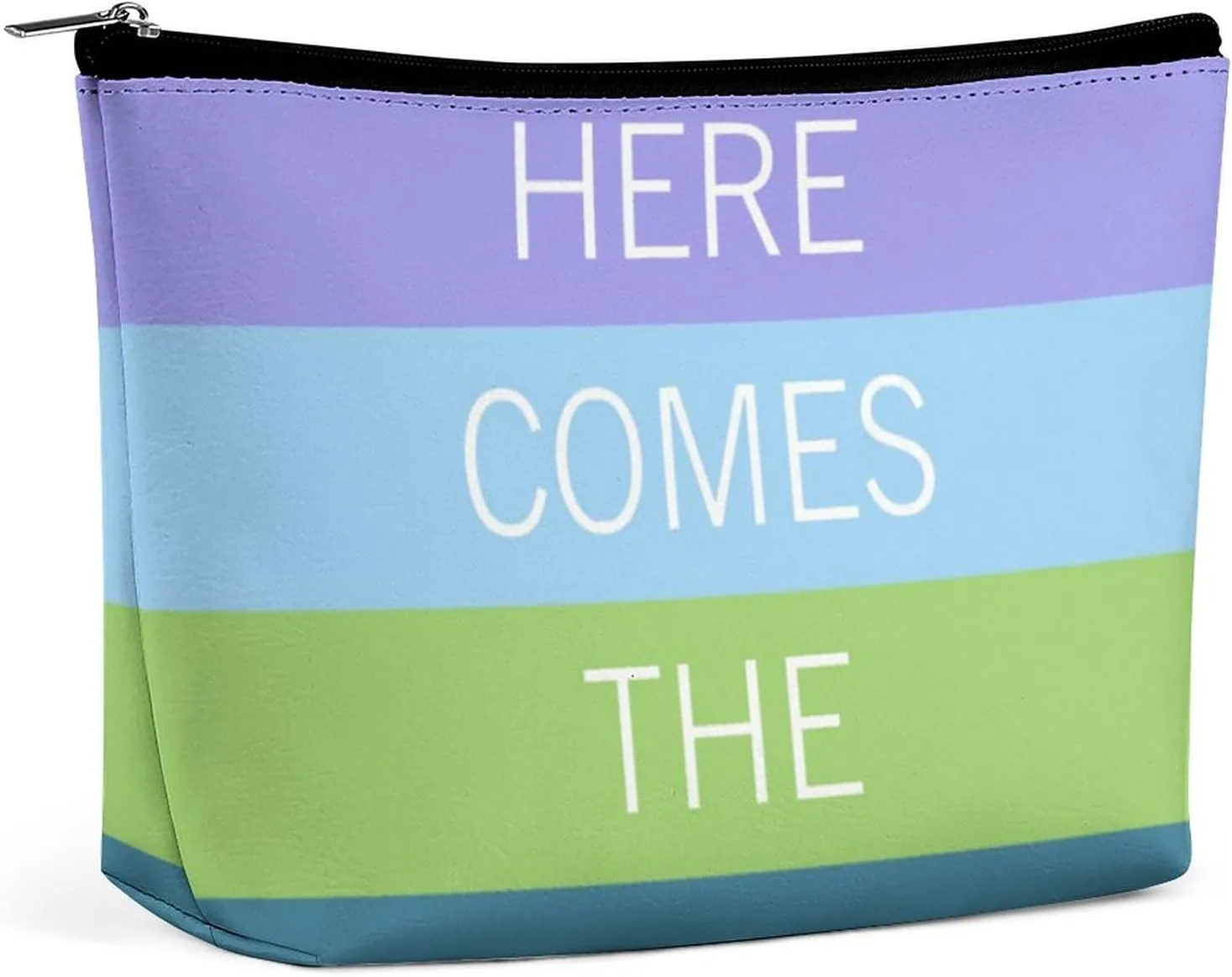 Small Cosmetic Bag, Teal Green Bright Sunny Summer Stripes Pattern Makeup Bags Elegant Roomy Pouch for Women,Travel Toiletry Accessories Organizer
