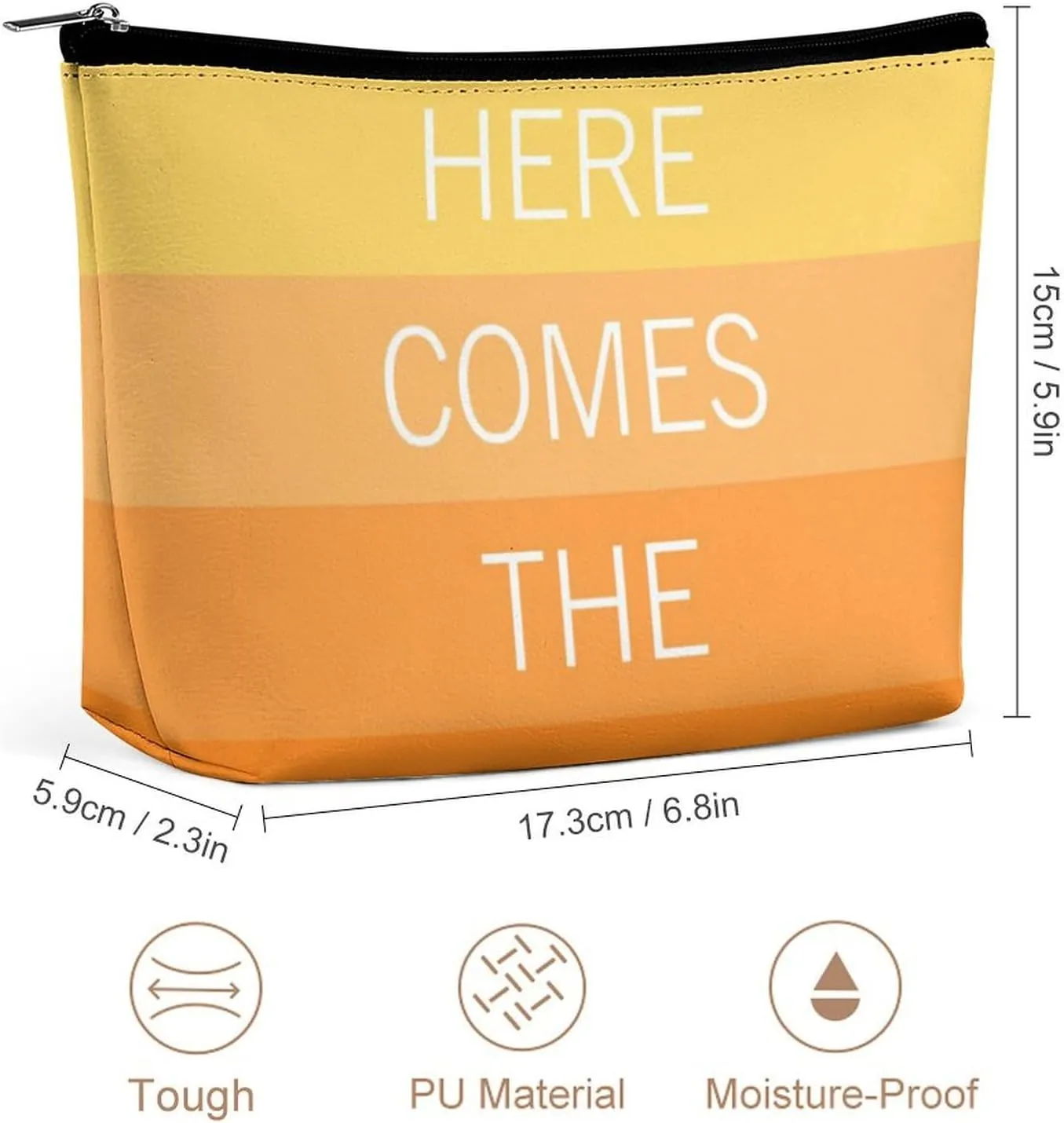Small Cosmetic Bag, Yellow Bright Sunny Summer Stripes Pattern Makeup Bags Elegant Roomy Pouch for Women,Travel Toiletry Accessories Organizer