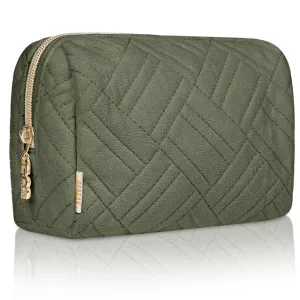 Small Embroidered Cosmetic Pouch - Olive Green
