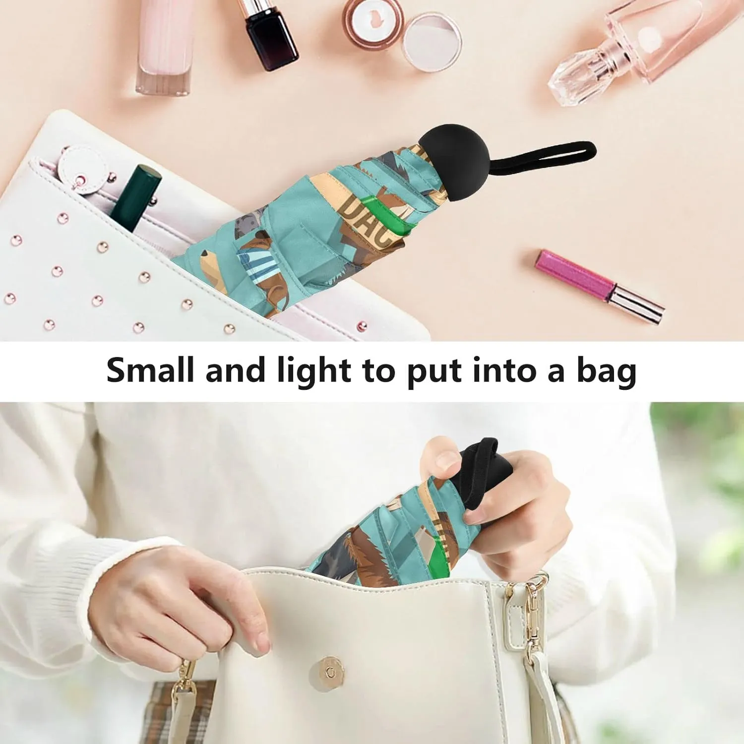 Small Mini Anti-UV Compact Travel Umbrella, 5 Folding Ultra-Light Umbrella, 6 Ribs Pocket Windproof Foldable Vinyl Parasol